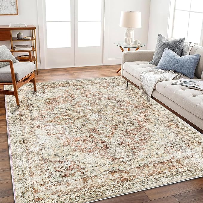 Area Rug 5'x7' Washable Rug Vintage Traditional Floor Cover Thin Retro Kitchen by CHAMPLANT