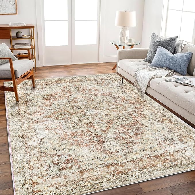 Washable Area Rug 4'x6' Vintage Traditional Floor Cover Foldable Thin Rugs by CHAMPLANT
