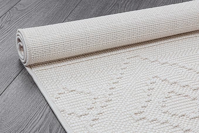 Beverly Rug Micro Loop Area Rug White 5x7 Modern Luxury Soft Boho Geometric - Image 6