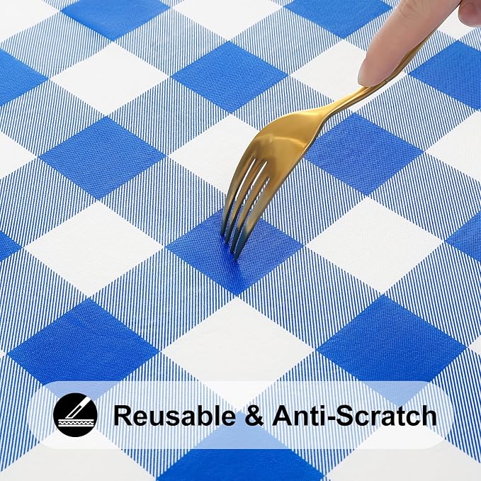 Smiry Rectangle Picnic Table Cloth, Elastic Waterproof Fitted Vinyl Tablecloths - Image 8