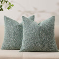 Decorative Couch Throw Pillow Covers 18x18 Set of 2 Green Striped Soft Wool by Allorry