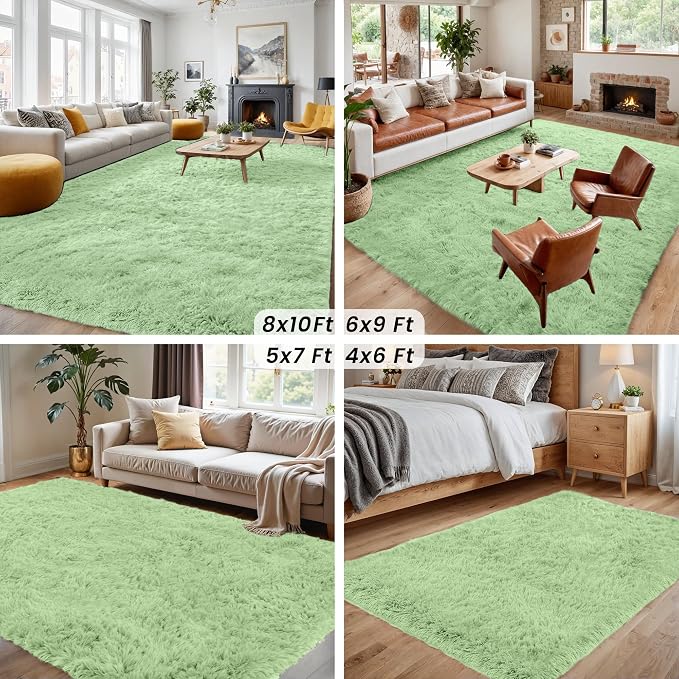 6x9 Area Rugs for Living Room Rug: Soft Fluffy Shag Mint Green Rugs for Bedroom - Image 7