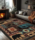YIHOUSE Rustic Cabin Area Rug 5x7, Machine Washable Lodge Bear Rug, Non-Slip by YIHOUSE