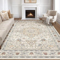 10x14 Area Rugs Living Room: Washable Boho Large Neutral Vintage Soft Rug Stain by LOONGRUG