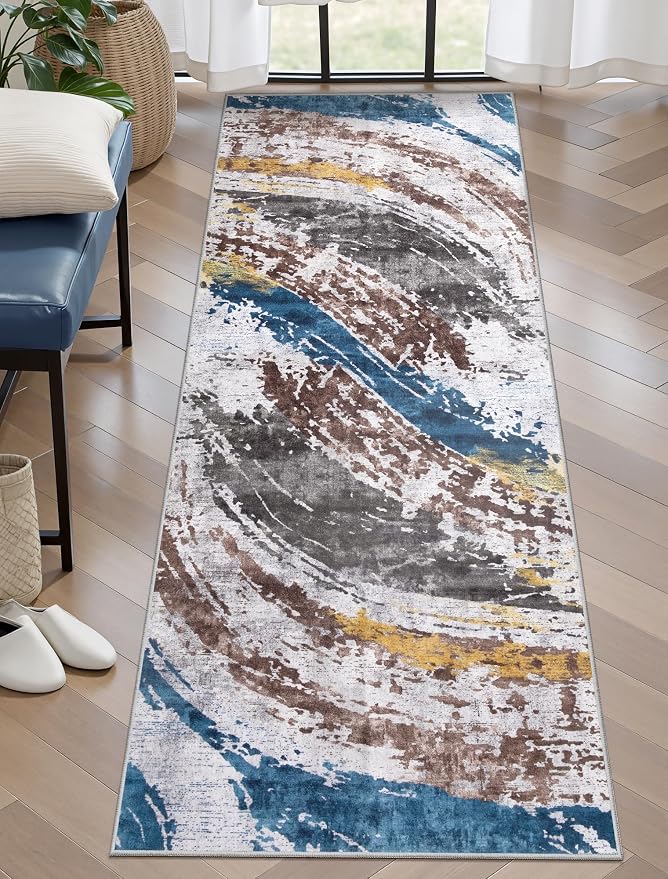 Ciicool 2x6 Washable Runner Rug, Modern Abstract Hallway Rugs Runner, Non-Slip by CIICOOLHomeDeco