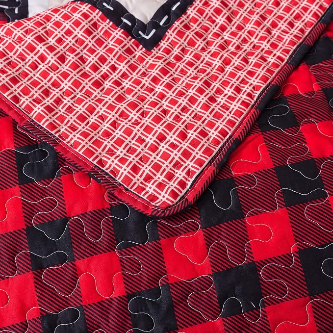 Soul & Lane Deer in The Pines 50" x 60" Lightweight Buffalo Plaid Blanket: - Image 5
