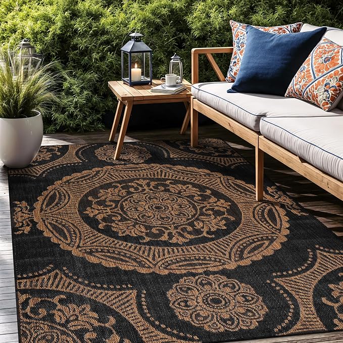 Medallion Outdoor Rug 8x10 Washable Outside Carpet - Image 6