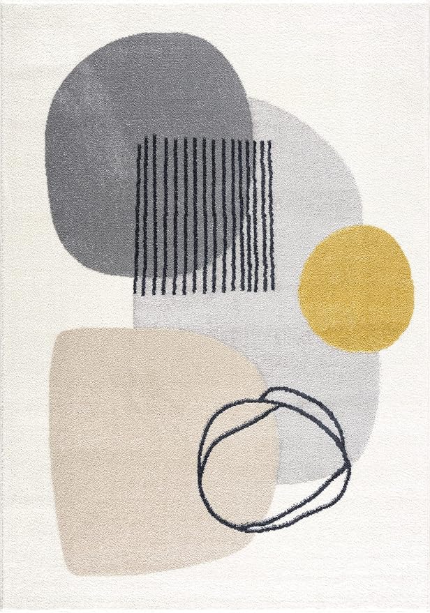 Abani Rugs Deco DEC130A Cream Minimalist Geometric Area Rug - Image 3