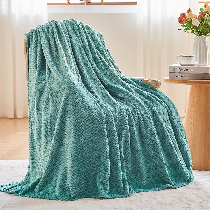 NEWCOSPLAY Super Soft Queen Blanket Light Teal Premium Silky Flannel Fleece - Image 4
