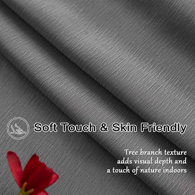 MAIHER Grey Sheer Pleated Curtains 132 Inch Length - Image 4