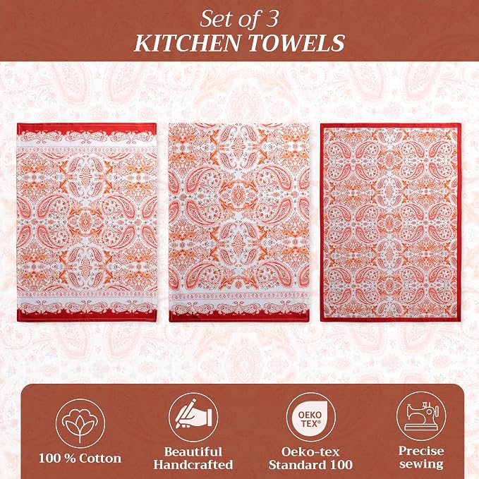 Maison d' Hermine Kitchen Towels Set of 3 100% Cotton 20" x 27.5" Reusable - Image 2