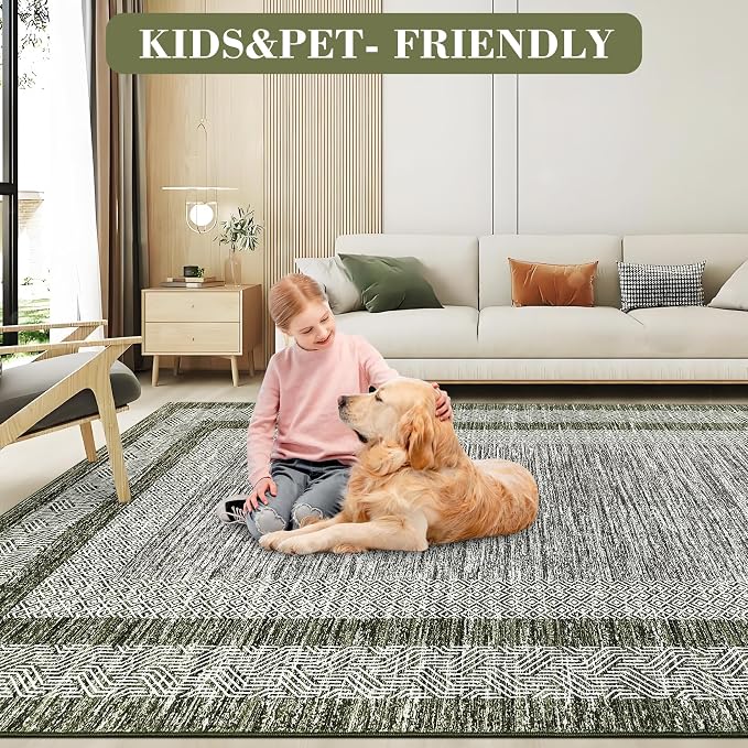 GarveeHome Modern Geometric Area Rug 5x7 Distressed Bordered Rug Washable Non - Image 5