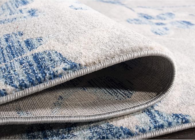SAFAVIEH Evoke Collection 4' x 6' Grey/Light Blue EVK236J Floral Non-Shedding - Image 3