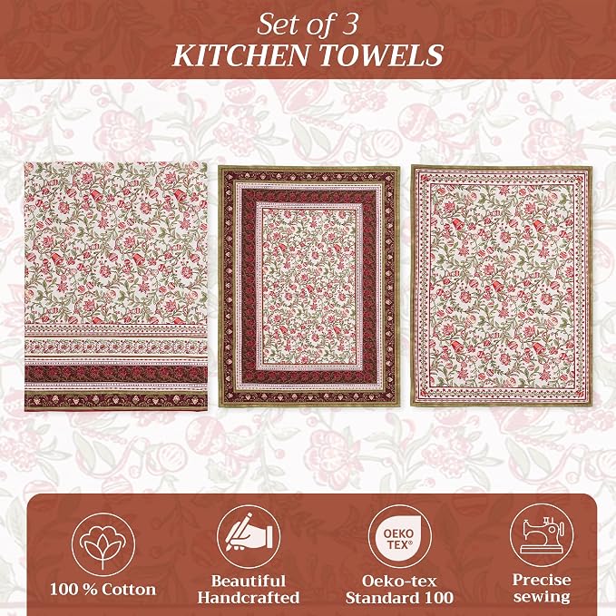 Maison d' Hermine Kitchen Towels Set of 3 100% Cotton 20" x 27.5" Reusable - Image 2