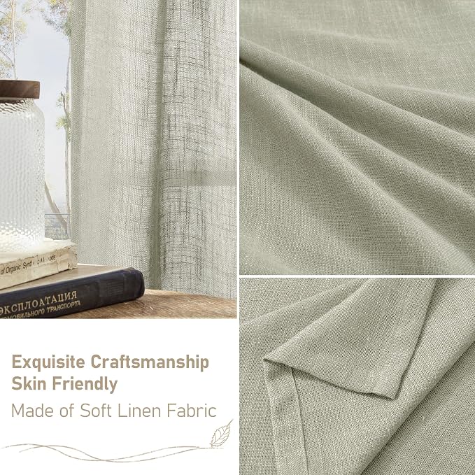 LAMIT Light Filtering Linen Curtains 72 inches Long - Image 6