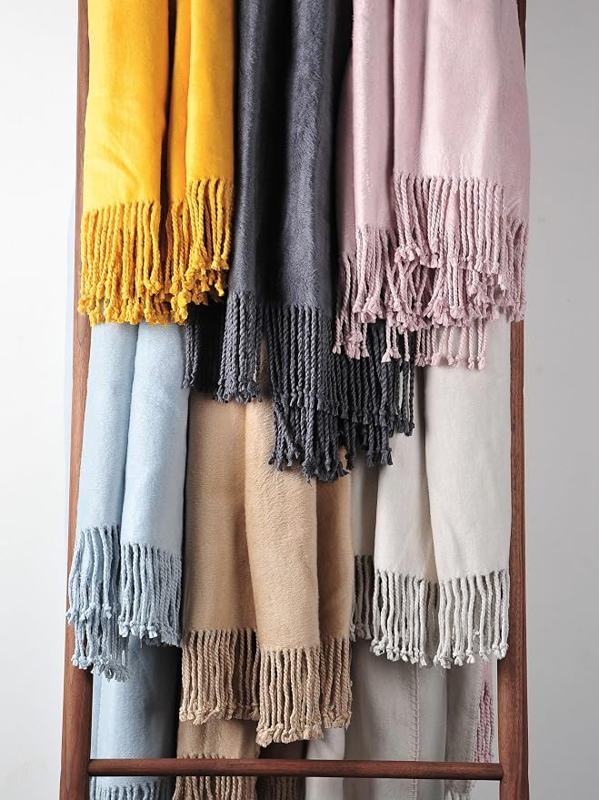 EP Mode Fringed Mulberry Silk Throw Blanket - Image 5