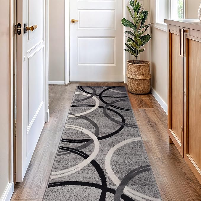 Rugshop Wavy Circles Design Runner Rug, Carpet - Image 10