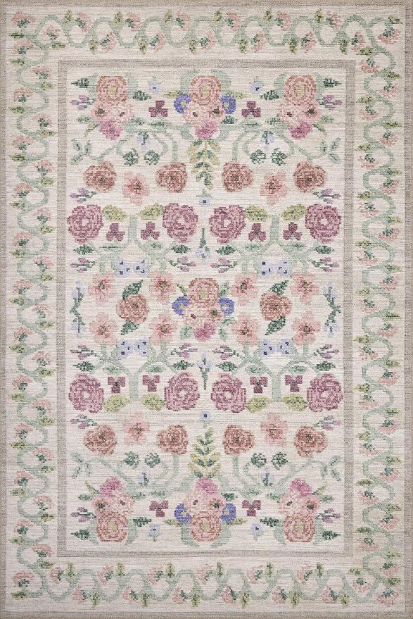 Loloi Rifle Paper Co. Rosa Collection RSA-01 Ivory 2'-6" x 7'-6" Runner Rug - Image 4