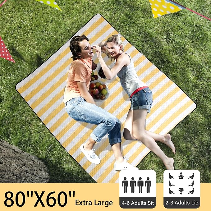 HX&OD Extra Large Picnic Outdoor Blanket, 80”x60” Waterproof Picnic Mat - Image 3