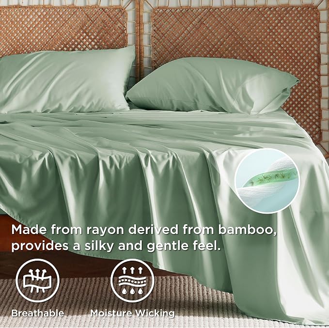 Bedsure Full Size Bed Sheets, Cooling Sheets, Rayon Derived from Bamboo - Image 3
