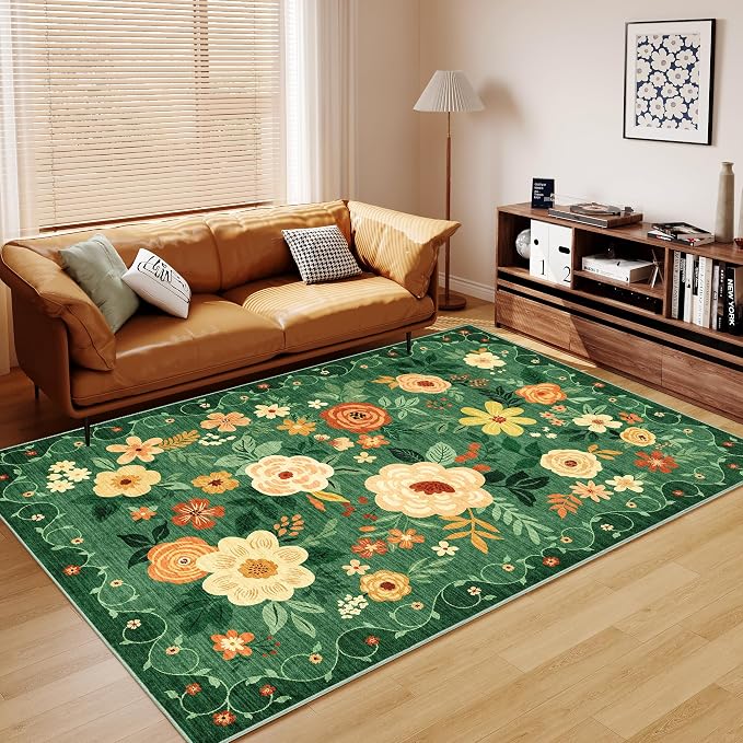 DUKINO 5x7 Area Rug, Floral Rugs - Image 8