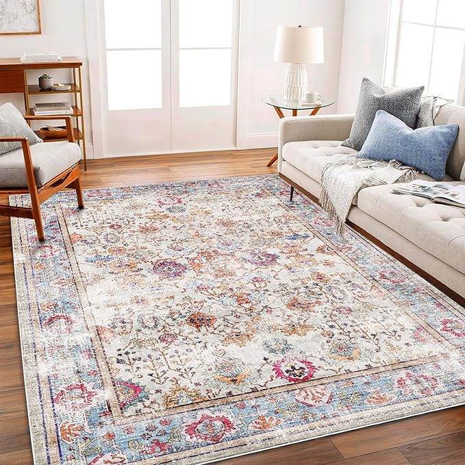 5'x7' Washable Vintage Area Rug Traditional Floor Cover Foldable Kitchen Accent - Image 3