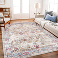 Washable Area Rug Vintage 6'x9' Light Traditional Floor Cover Thin Rug Retro by CHAMPLANT