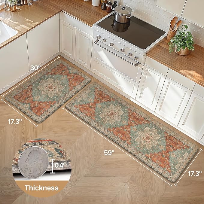 GENIMO Kitchen Mats for Floor 2PCs, Washable Anti Fatigue Mat for Cushioned - Image 2
