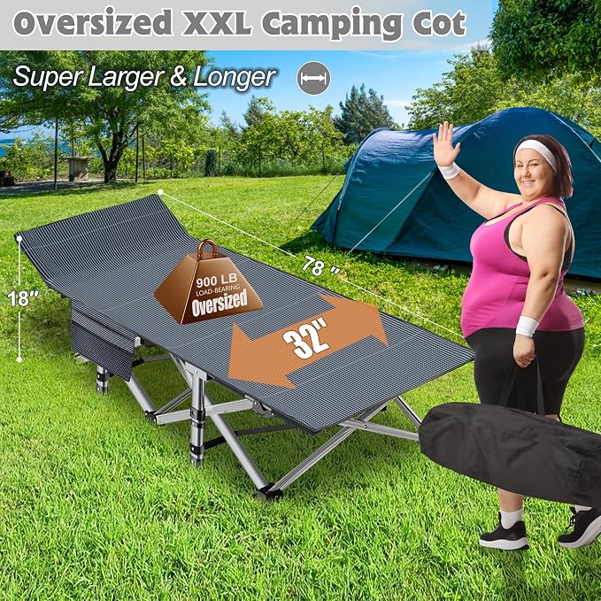 ABORON 2PK XXL Camping Cot for Adults 900LBS - Image 6