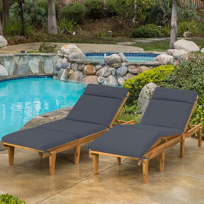 Chaise Lounge Cushion 72x21x3 Inch – Set of 2 Outdoor Lounge Chair Cushions - Image 2