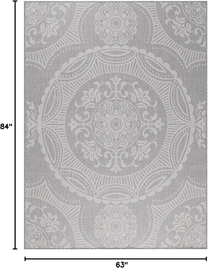 Medallion Outdoor Rug 5x7 Washable Outside Carpet - Image 2