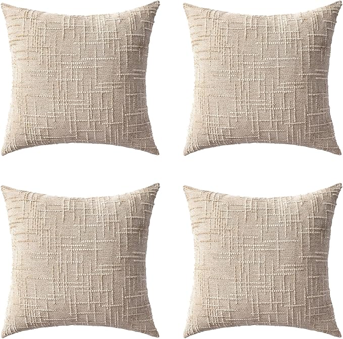 Decorative Throw Pillow Covers 20x20 Inch Set of 4, Soft Solid Farmhouse by ZSkogur
