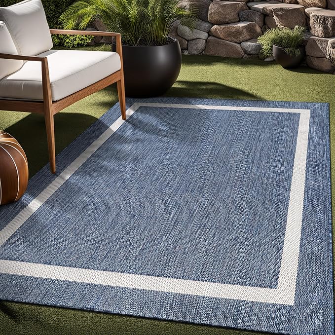 Bordered Outdoor Rug 6x9 Washable Outside Carpet - Image 9