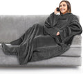 PAVILIA Fleece Blanket with Sleeves, Foot Pockets by PAVILIA