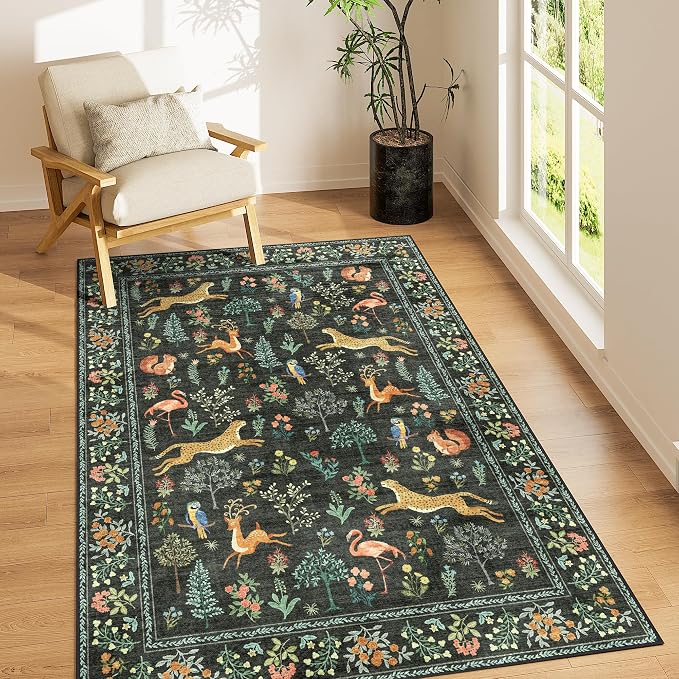 DUKINO 4x6 Rug, Washable Animal Area Rug by DUKINO