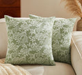 Floral Jacquard Throw Pillow Covers Set of 2, Background/Green 18x18 Inch by Unknown