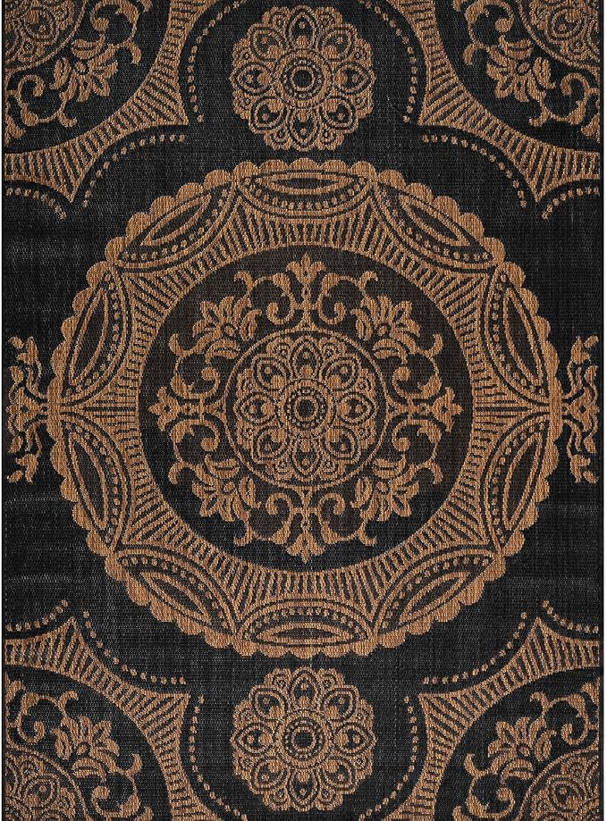 Medallion Outdoor Rug 8x10 Washable Outside Carpet - Image 2