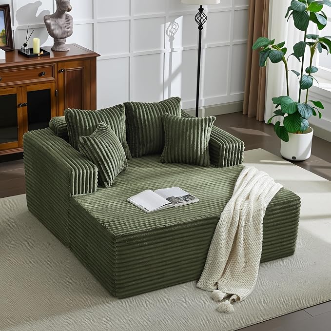 61" Oversized Chaise Lounge Chair Indoor, Boneless Couch Cloud Fluffy Chaise - Image 3