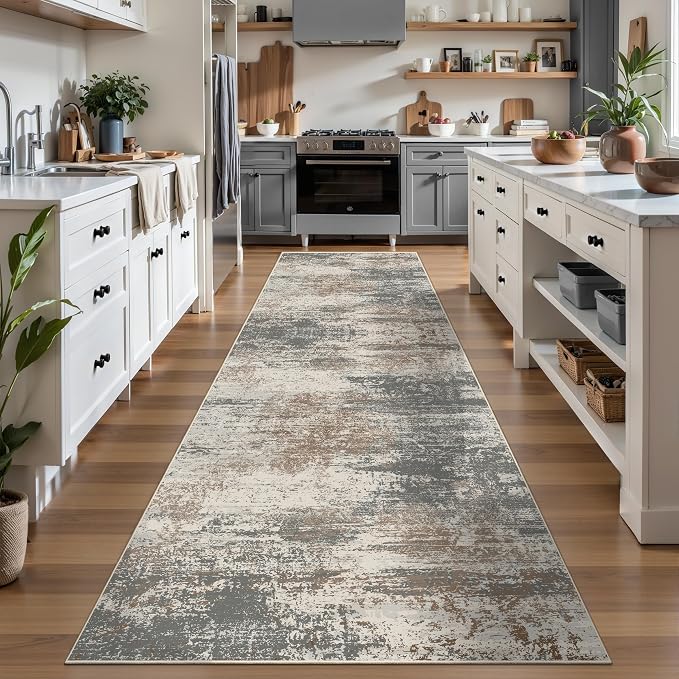 Ciicool 2'6"x10' Washable Runner Rug, Modern Abstract Hallway Rugs Runner - Image 2