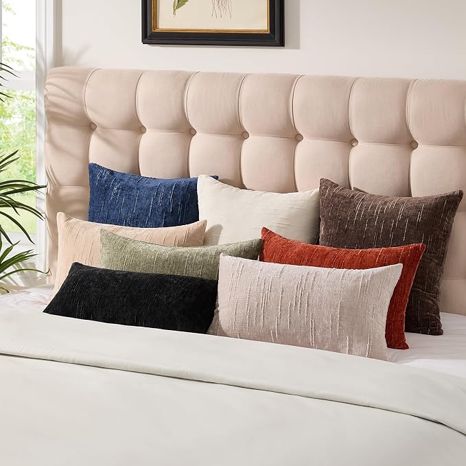 Set of 2 Soft Textured Throw Pillow Covers 16x16, Invisible Zipper Neutral - Image 7