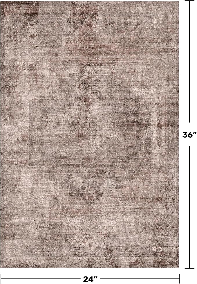 2x3 Small Rugs for Entryway, Rustic Brown Washable Non Slip Throw Rugs for - Image 2