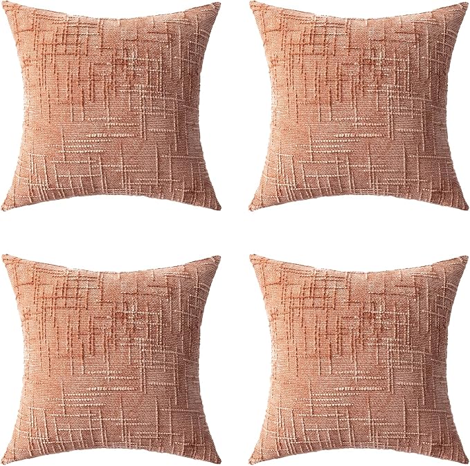 Decorative Throw Pillow Covers 20x20 Inch Set of 4, Soft Solid Farmhouse by ZSkogur