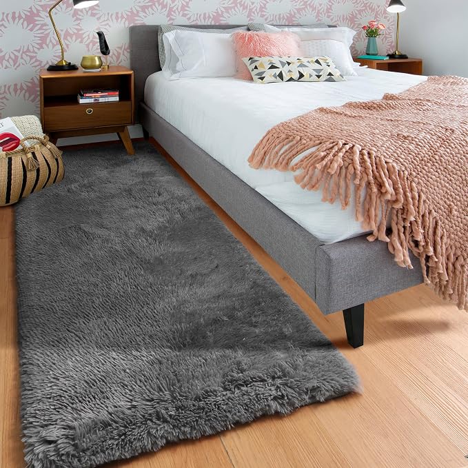 ONASAR 2x6 Grey Runner Rugs for Bedroom Living Room, Washable Fluffy Bedside - Image 9