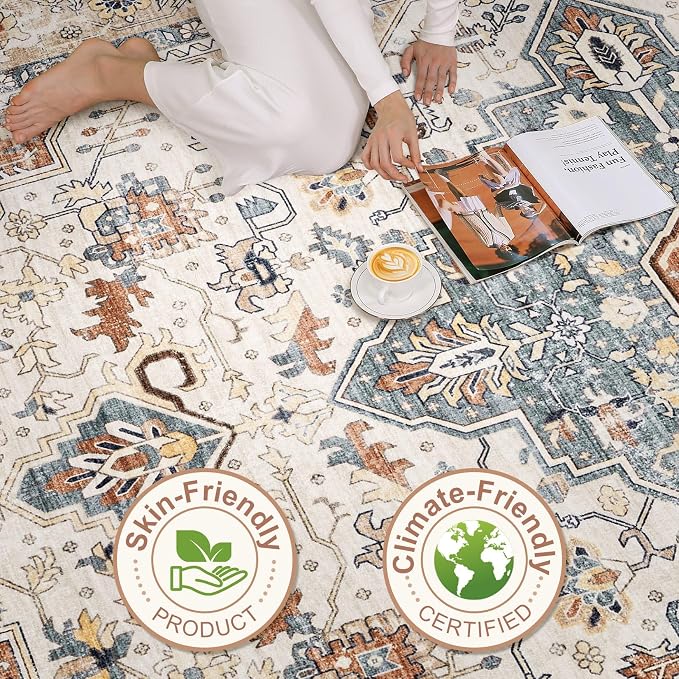 Runner Rug Kitchen Washable Rugs: 2x6 Non-Slip Boho Vintage Distressed Stain - Image 9
