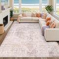 Pink and Grey 6x8 Living Room Rug, Morden Washable Area Rug by HazoHaus