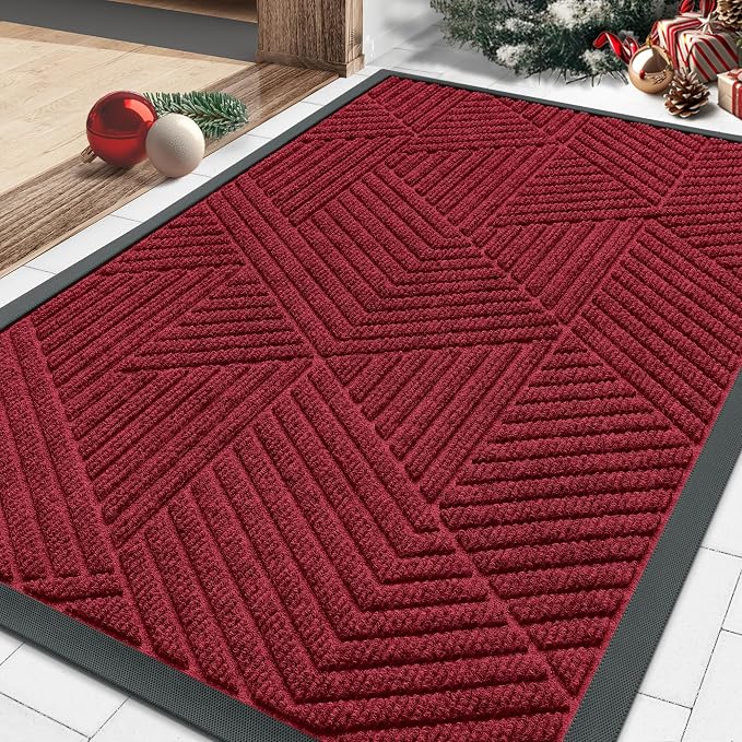 Smiry Front Door Mat Outside Entrance, Heavy Duty Sturdy Natural Rubber Doormat by Smiry