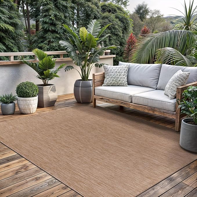Washable Indoor Outdoor Rug 8x10 Weather Resistant Area Rugs Modern Solid Jute - Image 5
