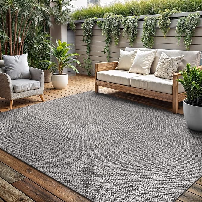 Washable Indoor Outdoor Rug 10x14 Weather Resistant Area Rugs Modern Solid - Image 4