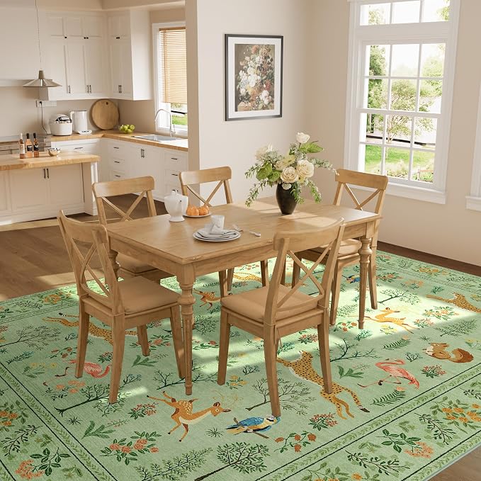 DUKINO 8x10 Rug, Washable Animal Living Room Rug - Image 4