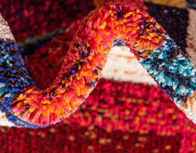 Unique Loom Estrella Collection Colorful, Squares Modern, Abstract Area Rug - Image 10